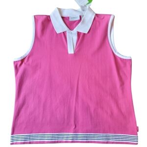 NWT Liz Claiborne LizGolf Women's XL Pink Tangtop V-neck sleeveless w collar